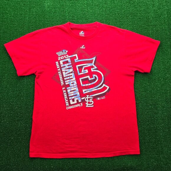 St Louis Cardinals Tshirt Mens Medium Red 2013 National League Champions MLB - Picture 1 of 7
